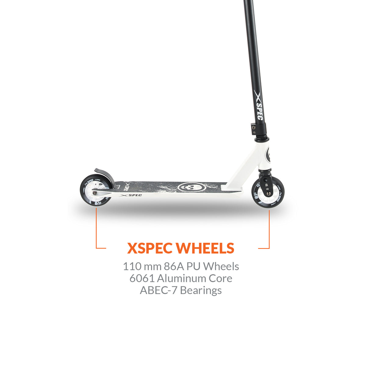 Xspec White Aluminum Outdoor Pro Push Stunt Kick Scooter, Skull – Xspec Gear