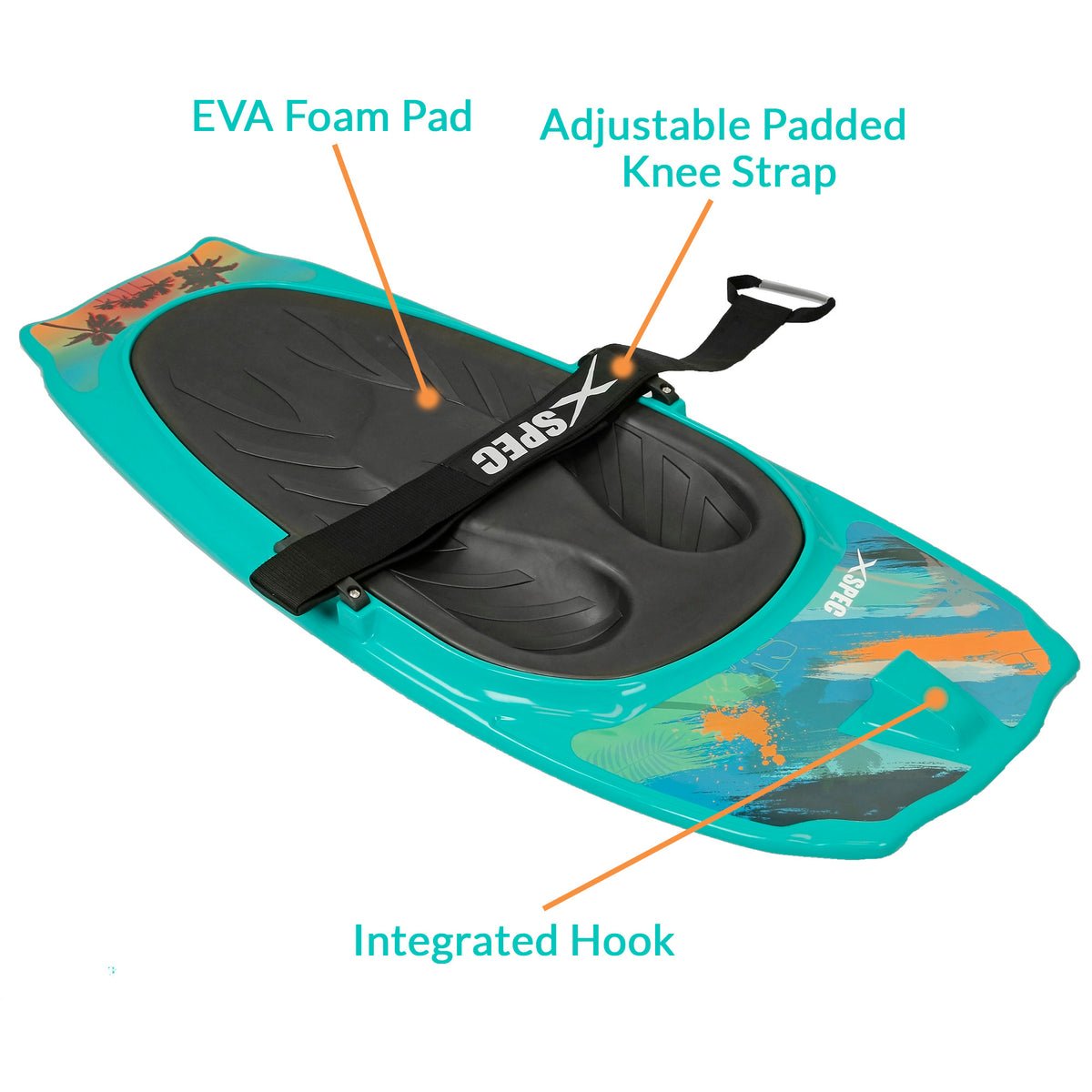 Xspec Kneeboard for Knee Surfing Boating Waterboarding, Aqua