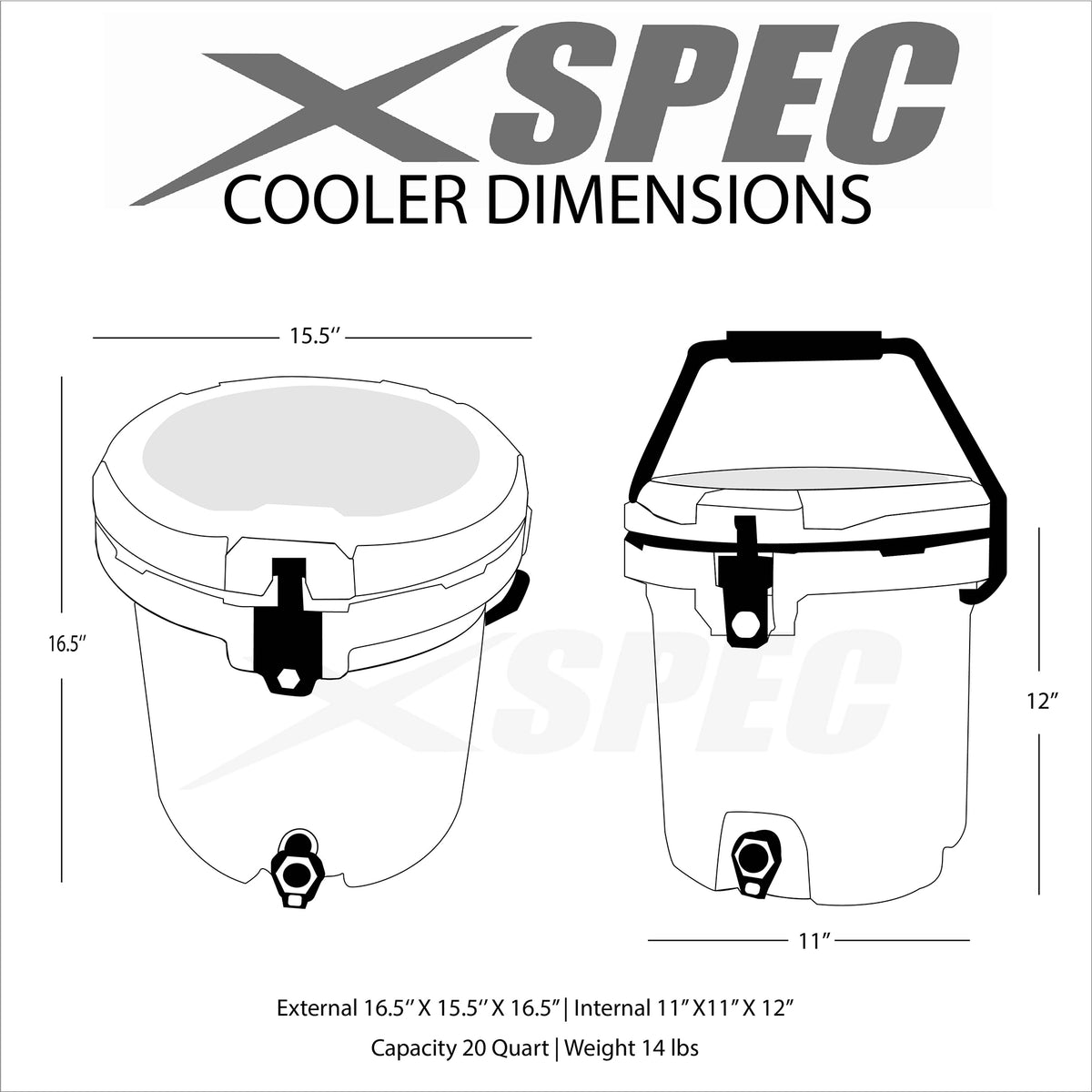 5 Gallon Insulated Beverage Cooler: Dispenser with Stainless Steel Interior  and Spout/Spigot, Portable Sports Cooler for Camping, Outdoors - Fun Round