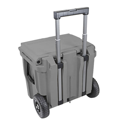 Xspec 45 Quart Towable Roto Molded Ice Chest Outdoor Cooler with Wheels, Grey