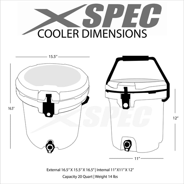 Xspec 5 Gallon Rotomolded Beverage Cooler Dispenser Outdoor Ice Bucket, Green