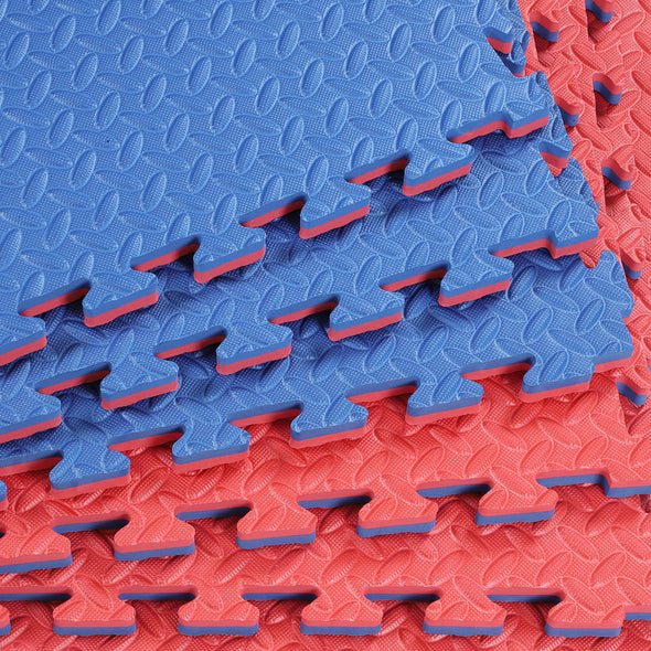 Xspec 1" Thick Reversible EVA Foam Mat, 12 pcs 48 Sq Ft, Blue & Red