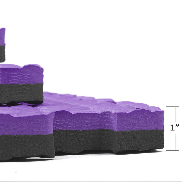 Xspec 1" Extra Thick Reversible EVA Foam Gym Mats 12 pcs 48 Sq Ft, Black/Purple