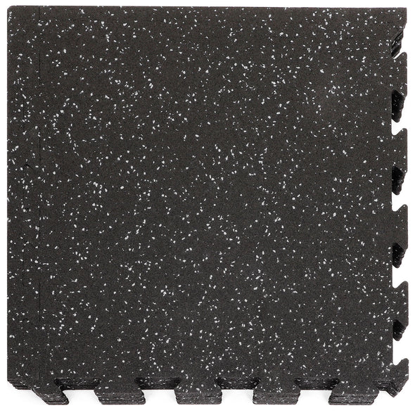 Xspec 8mm 5/16" Thick 16 Sq Ft Rubber Gym Mat Flooring Tile 4 pcs, Grey Black