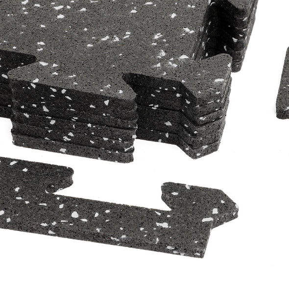 Xspec 8mm 5/16" Thick 24 Sq Ft Rubber Gym Mat Flooring Tile 6 pcs, Grey Black