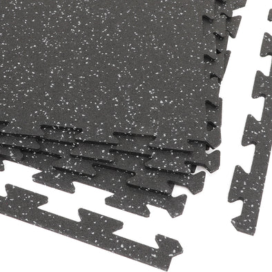 Xspec 8mm 5/16" Thick 16 Sq Ft Rubber Gym Mat Flooring Tile 4 pcs, Grey Black