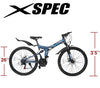 Xspec 21 Speed 26"  Folding Mountain Bike, Gunmetal Blue