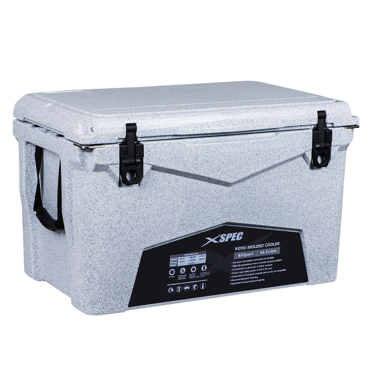 Xspec 45 Quart Towable Roto Molded Ice Chest Outdoor Cooler with Wheels, Sand