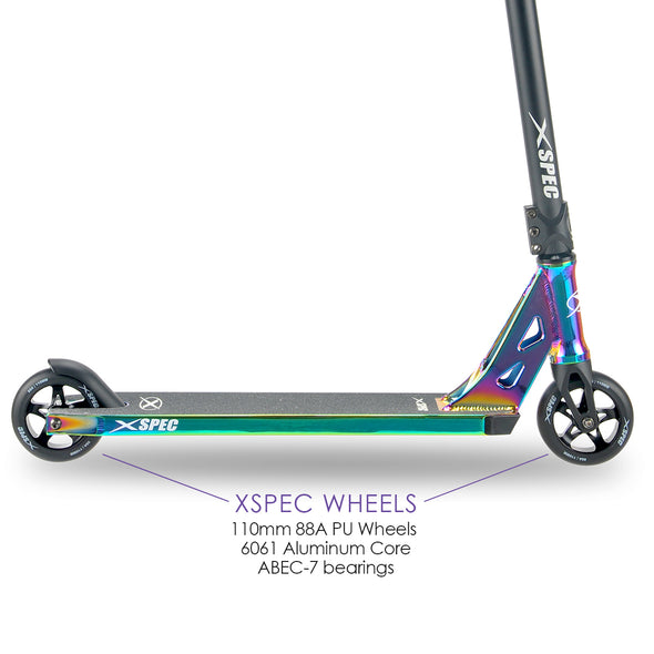 Xspec Pro Stunt Kids Kick Scooter Anodized Aluminum BMX, Neo Chrome