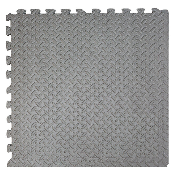 Xspec 3/8" Thick 100 Sq Ft Steel Pattern EVA Foam Floor Exercise Gym Mat 25 pcs, Grey