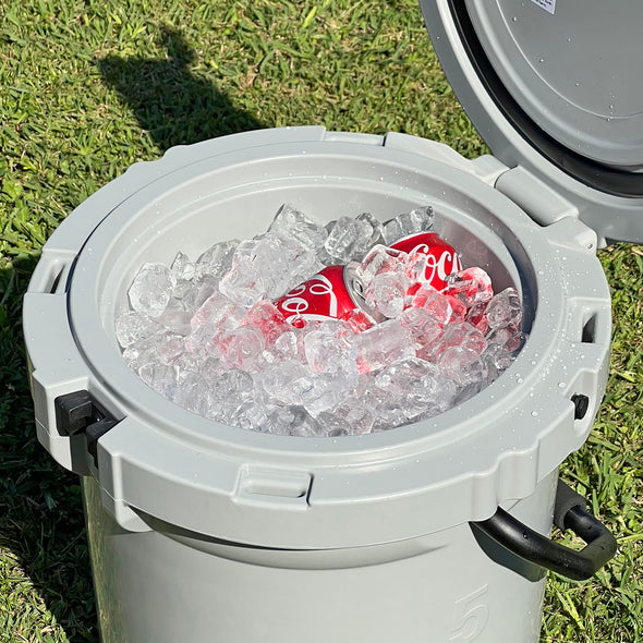 Xspec 5 Gallon Rotomolded Beverage Cooler Dispenser Outdoor Ice Bucket, Grey