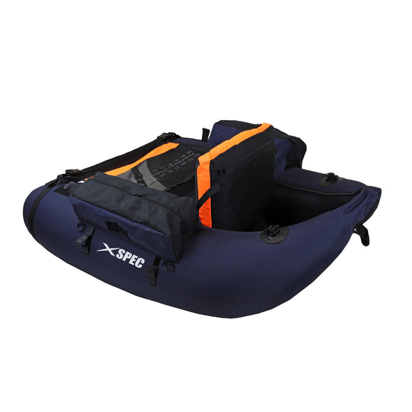 Xspec Inflatable Fishing Float Tube with Adjustable Straps Storage Pockets, Fish Ruler, Blue