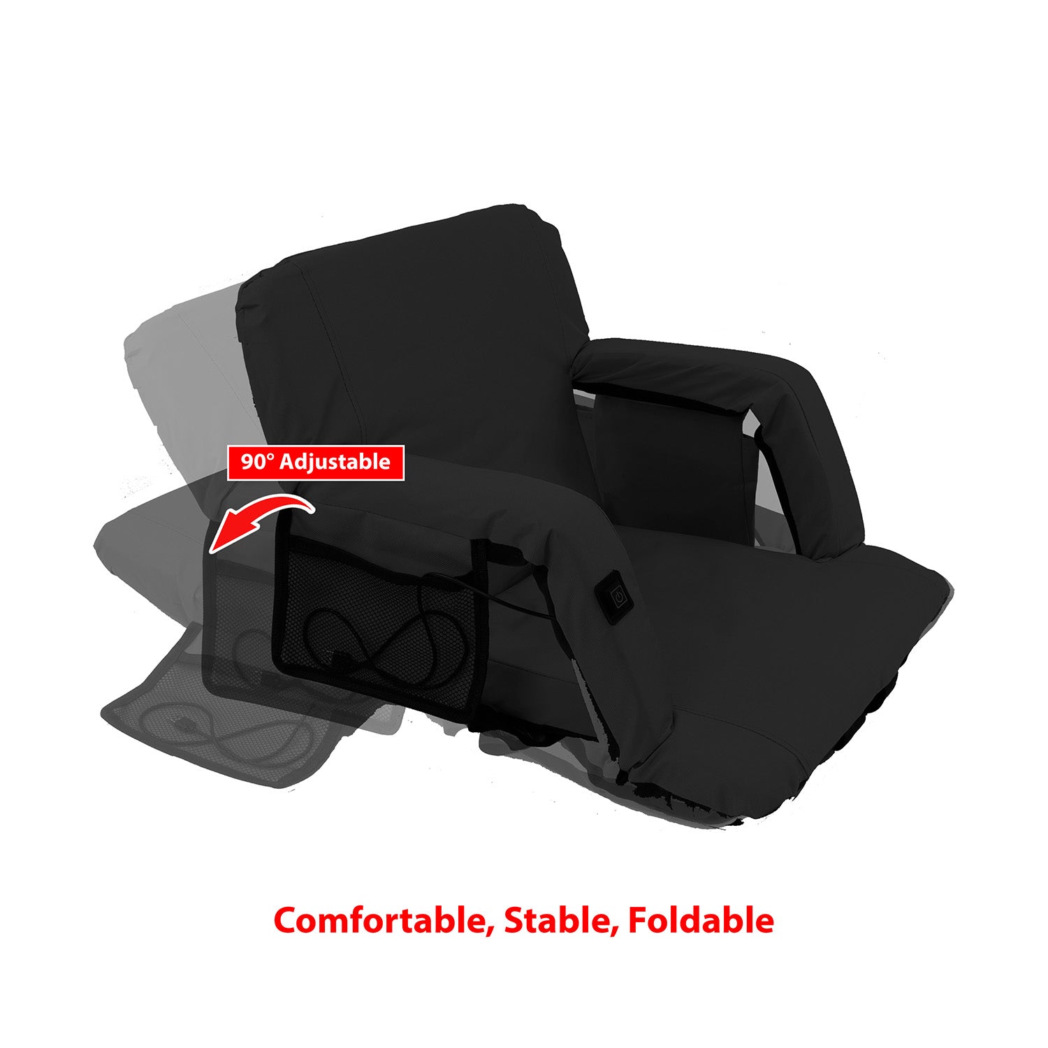 Xspec Heated Reclining Stadium Seat with Armrest Foldable Bleacher Cha –  Xspec Gear